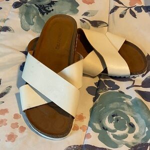 BearPaw Cream Crisscross Slide Sandals for Women